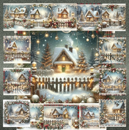 Beautiful Tartan  And Lace Christmas Cottages 