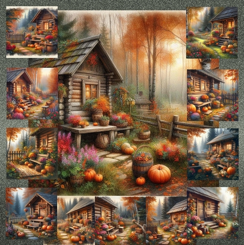 Forest Cabin Fall  Garden