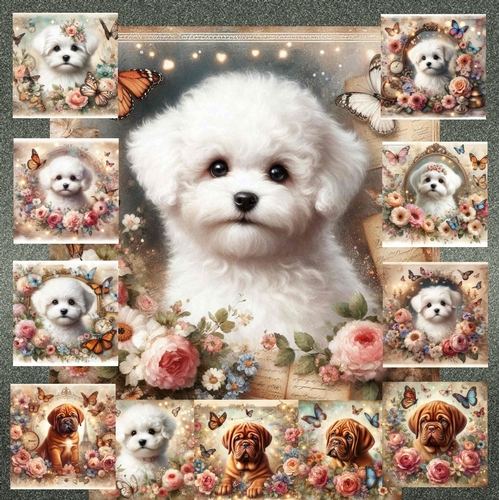 Floral Portrait Pups 1