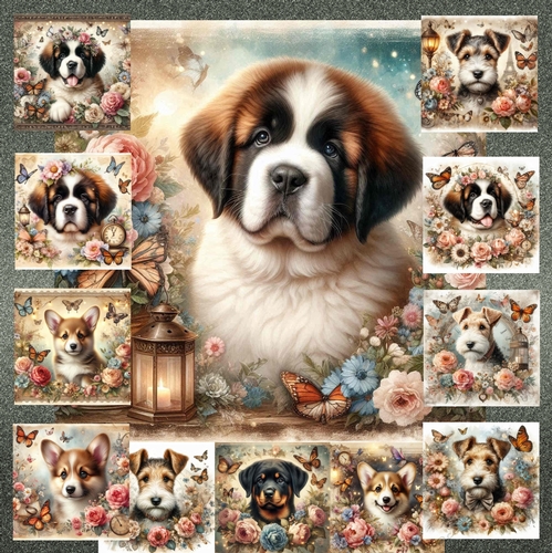 Floral Portrait Pups 2