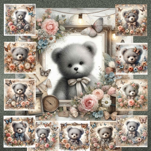 Antique Floral Bear