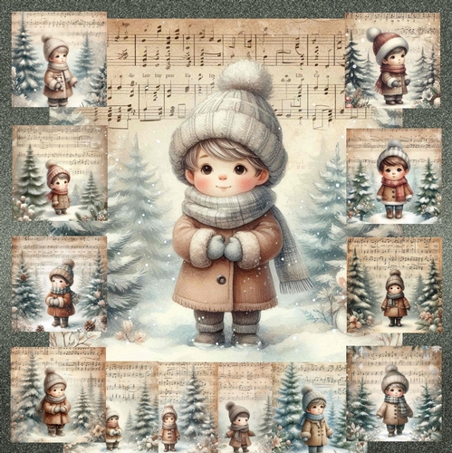 Vintage Music  Christmas Little boy 