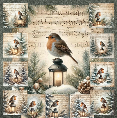 Vintage Music  Christmas Robins
