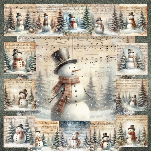 Vintage Music  Christmas Snowman