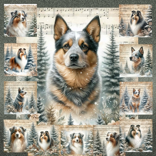 Vintage Music Christmas Dogs 4