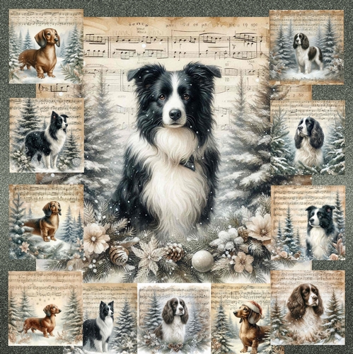 Vintage Music Christmas Dogs 5