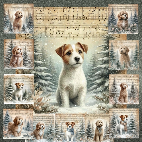Vintage Music Christmas Dogs 6