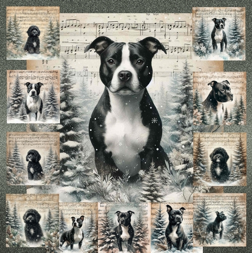 Vintage Music Christmas Dogs 7