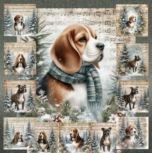 Vintage Music Christmas Dogs 8