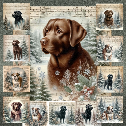 Vintage Music Christmas Dogs  13