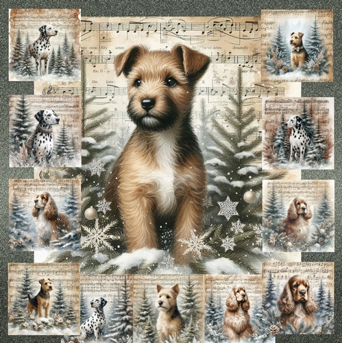 Vintage Music Christmas Dogs  14