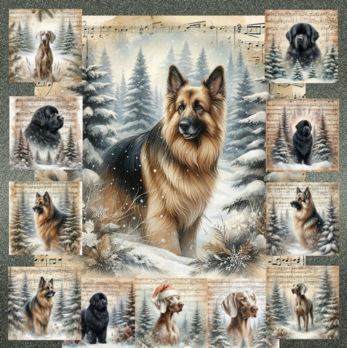 Vintage Music Christmas Dogs  16