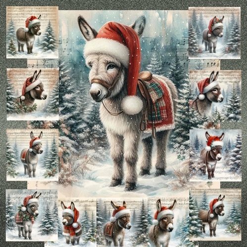 Vintage Music Christmas Donkey 