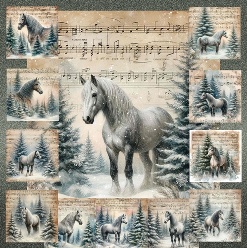 Vintage Music Christmas Horse