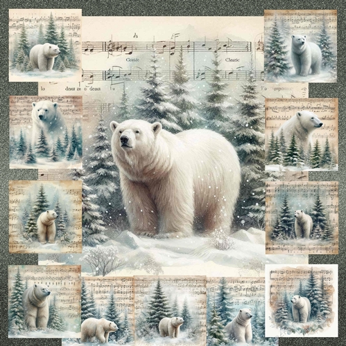 Vintage Music Christmas Polar Bear