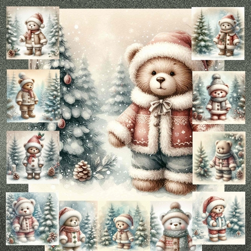 Vintage Music Christmas Teddy 1