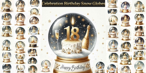 Celebration Birthday Snow globes Bundle