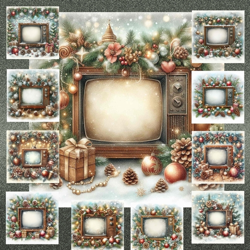 Blank CHristmas Vintage Tv
