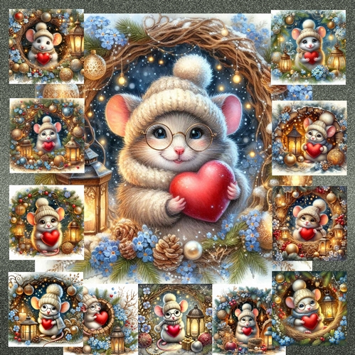 Festive Heart Mouse