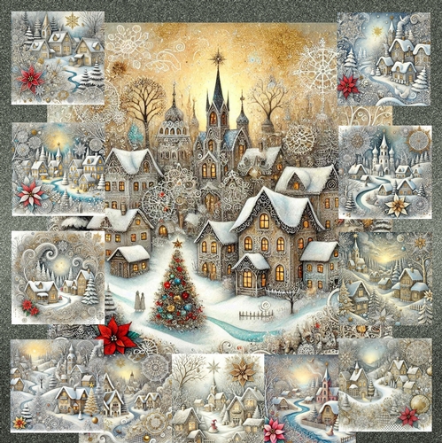 Knitted Lace Christmas Village 1