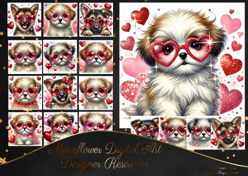 Heart Glasses Pups