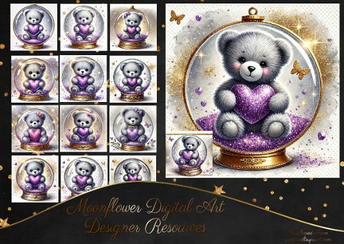 Glitter Heart  Bears 2