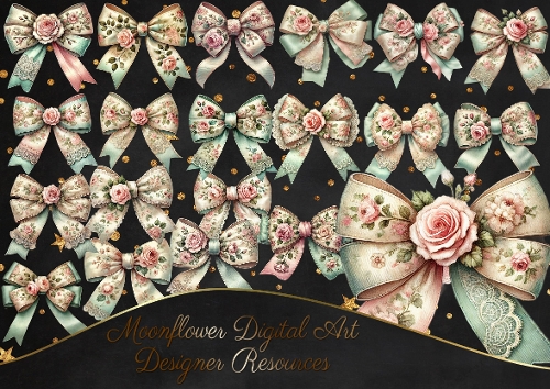 Shabby Chic  Bow   Clipart