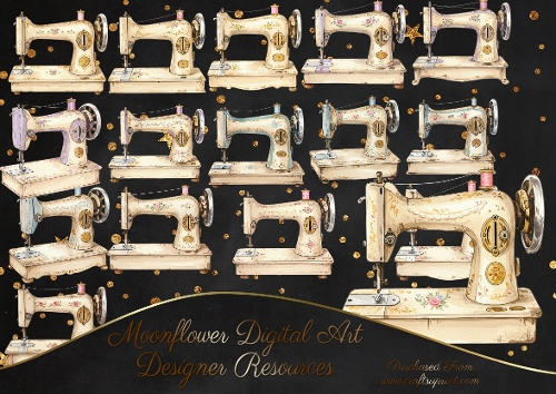 Vintage Sewing Machines Clipart