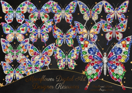 Gem Butterflies Clipart