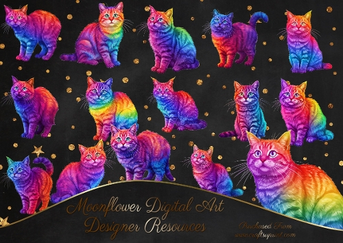 Rainbow Cats Clipart