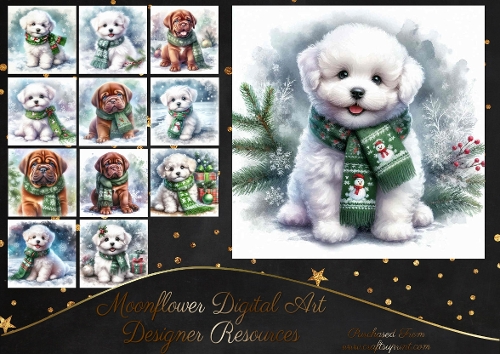 Cute Christmas Scarf Pups 1
