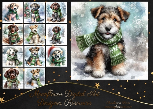 Cute Christmas Scarf Pups 2