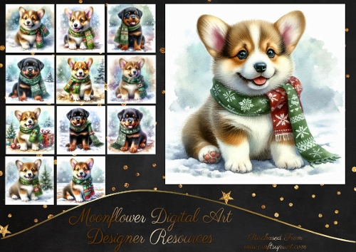 Cute Christmas Scarf Pups 3