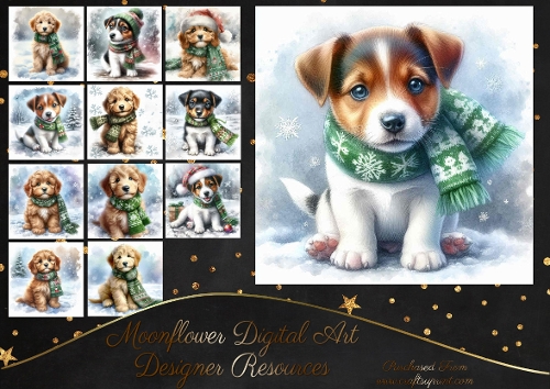 Cute Christmas Scarf Pups 6