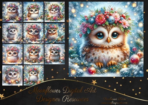 Festive Floral Owls 