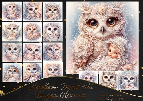 cup1393766_77133 - Lace Owl and  baby  CUSTOMER REQUEST KRISTINA