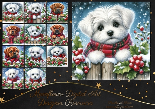 Christmas Holly Fence Pups 1