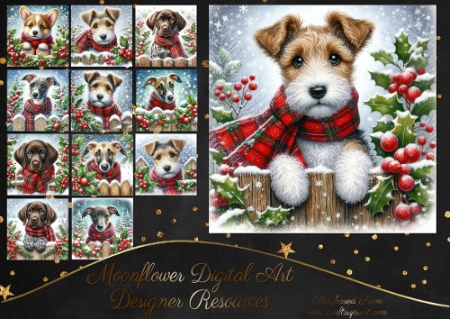 Christmas Holly Fence Pups 2