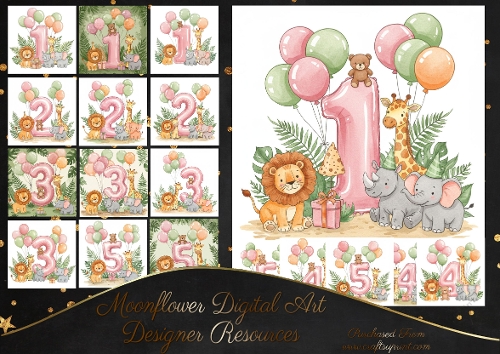 Animal Birthday Balloon 1 2 3 4 5 