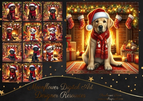 Festive Fireplace  Pups 5