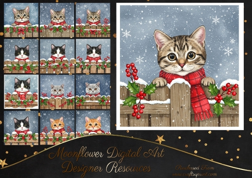 Festive Fence Cats