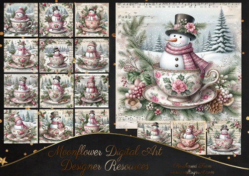 Tea Cup Snowmen 1