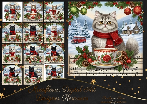 Christmas TeaCup Cats 1