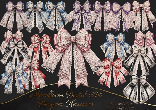 Lace Satin Bows Clipart 