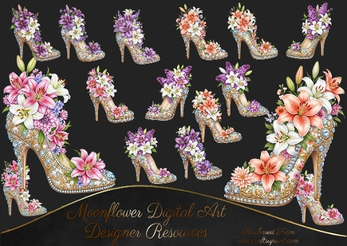 Floral Shoes  Clipart 