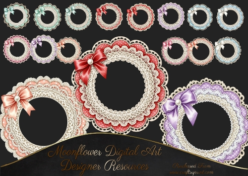 Polka Lace Frames  Clipart 