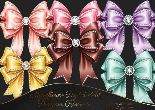 Satin  Diamond  Bows   Clipart 