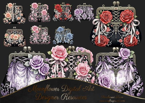 Victorian Rose Handbags CLIPART 