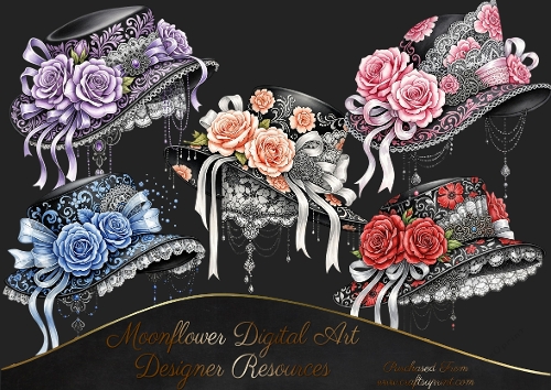 Victorian Rose Hats CLIPART 