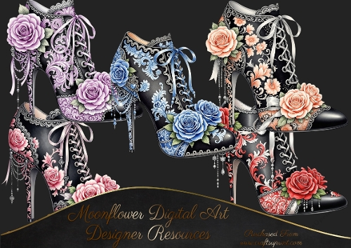 Victorian Rose Shoes  CLIPART 